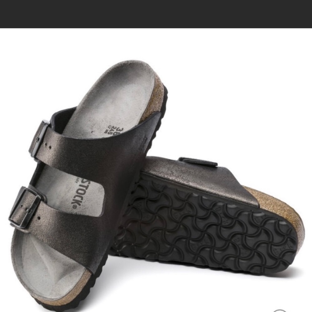 Birkenstock Arizona Washed Metallic Antique Black size 7